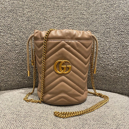 Gucci Matelasse Mini Bucket Bag Nude GHW Size 13x11x18