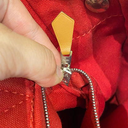 Hermes Herline Tote Canvas Red Size 30x8x22