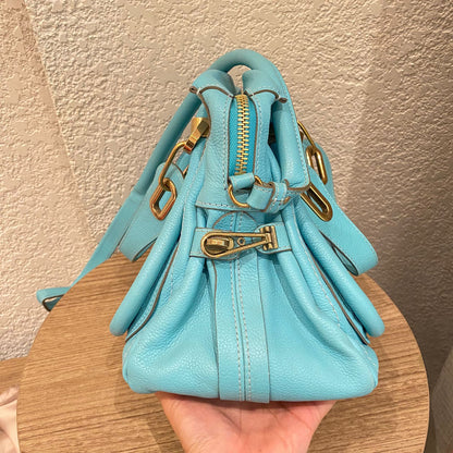 Chloe Paraty Leather Blue Sky Size 37x15x22