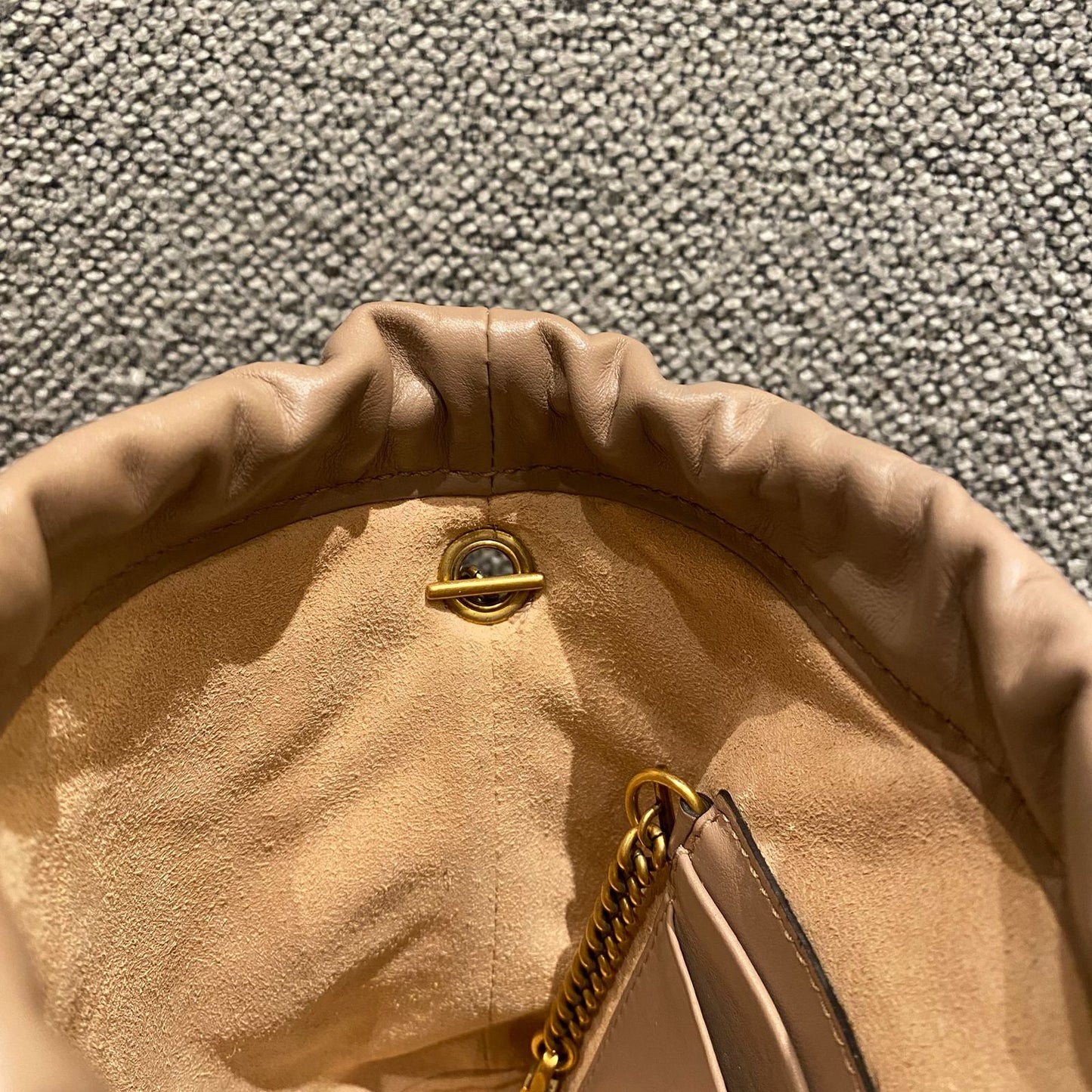 Gucci Matelasse Mini Bucket Bag Nude GHW Size 13x11x18