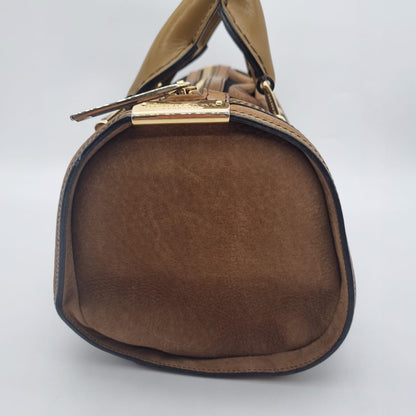 Burberry Bow Handbag Canvas Brown Size 35x16x17