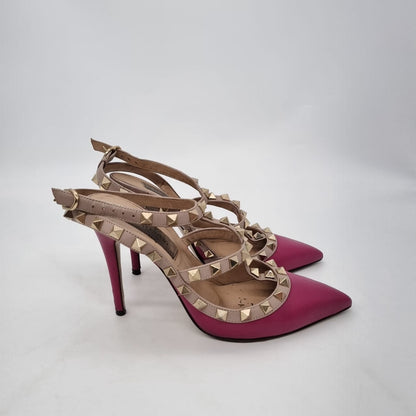 Valentino Garavani Rockstud Heels Maroon Size 35/23 dr ujung