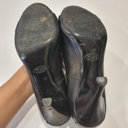 Tod's Leather Heels Black Size 39/25,5