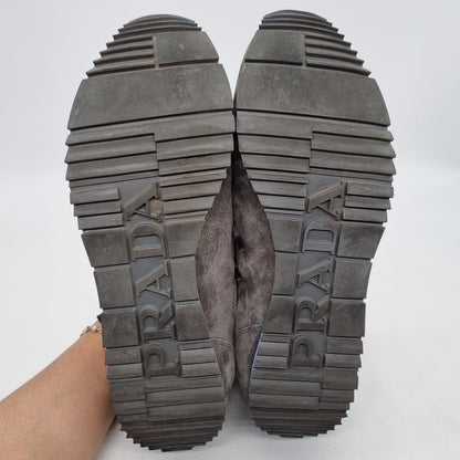 Prada Sneaker Suede Grey Yellow Size 7/27