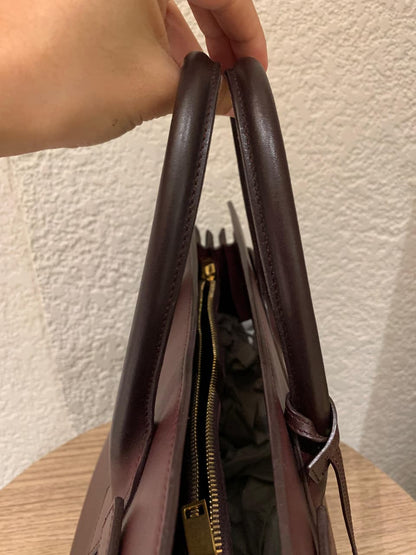 Yves Saint Laurent Sac De Jour Small Calfskin Burgundy GHW Size 32x16x23