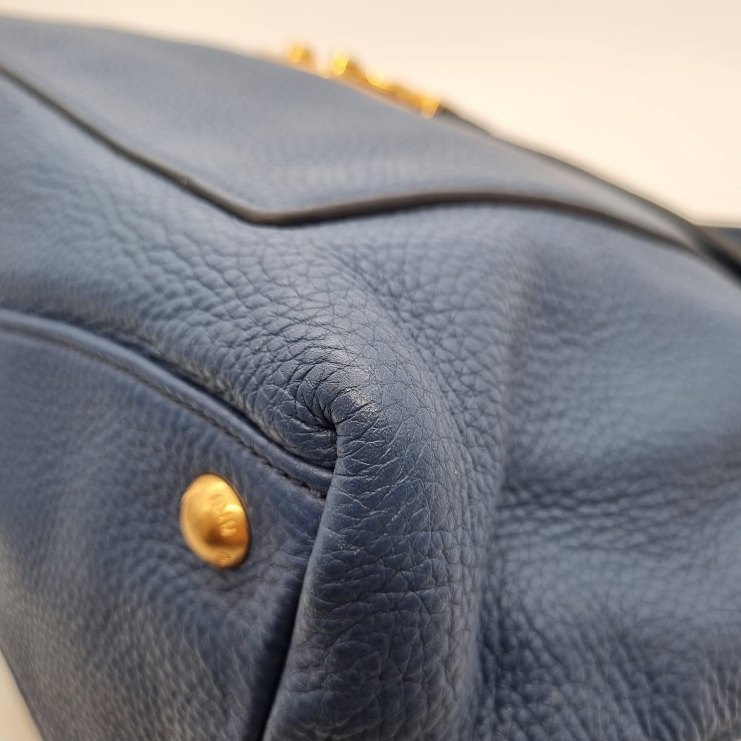 Miu Miu Push Lock Top Handle Blue Graniet Size 31x13x25