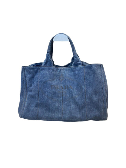 Prada Canapa Shopping Tote Blue Denim 2014 Size 40x25x25