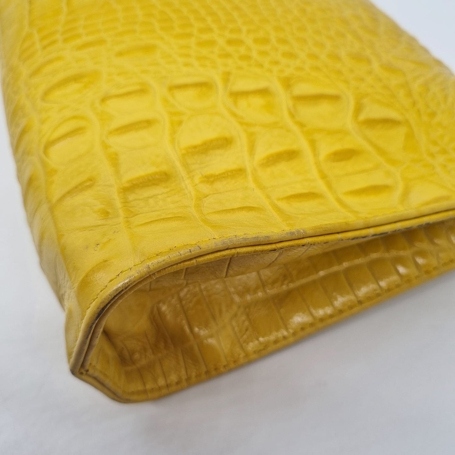 JJ Winters Clutch Croco Embossed Yellow Size 33x7x16