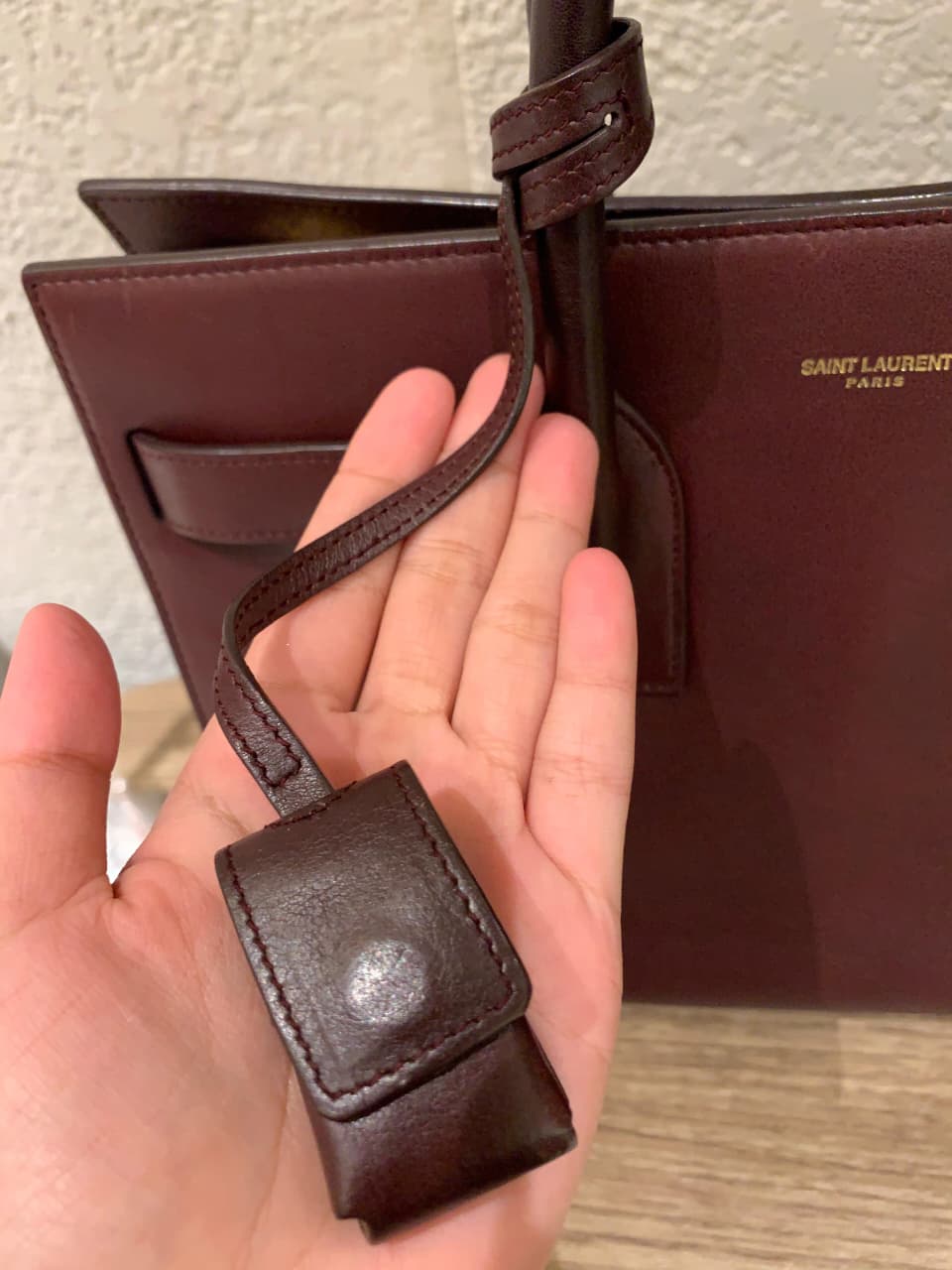 Yves Saint Laurent Sac De Jour Small Calfskin Burgundy GHW Size 32x16x23