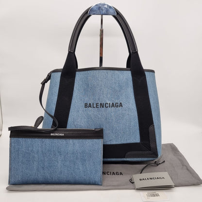 Balenciaga Cabas Navy Canvas Black #W 2019 Size 30x18x24
