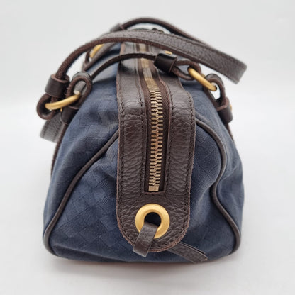 Bottega Veneta Vintage Mini Hand Bag Canvas Navy Size 25x12x13