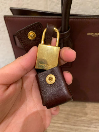 Yves Saint Laurent Sac De Jour Small Calfskin Burgundy GHW Size 32x16x23
