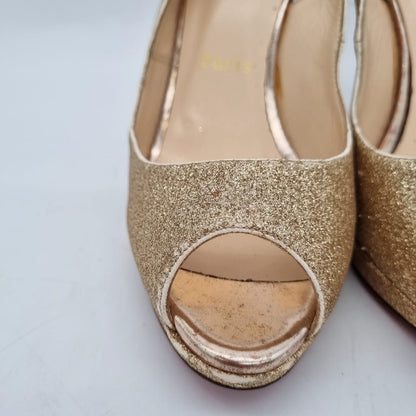 Christian Louboutin Yolanda Sling Glitter Nude Size 37/23