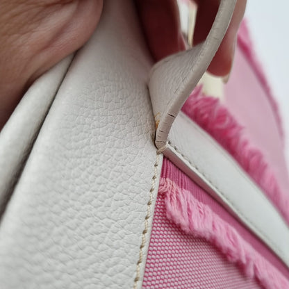 Kate Spade Pink White Canvas Handbag Size 30x16x23