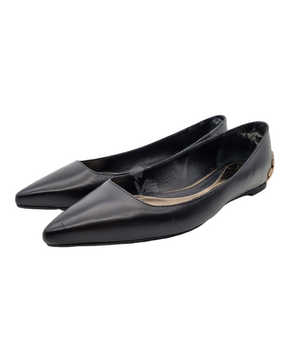 Alexander McQueen Ballerina Calf Leather Black Gold