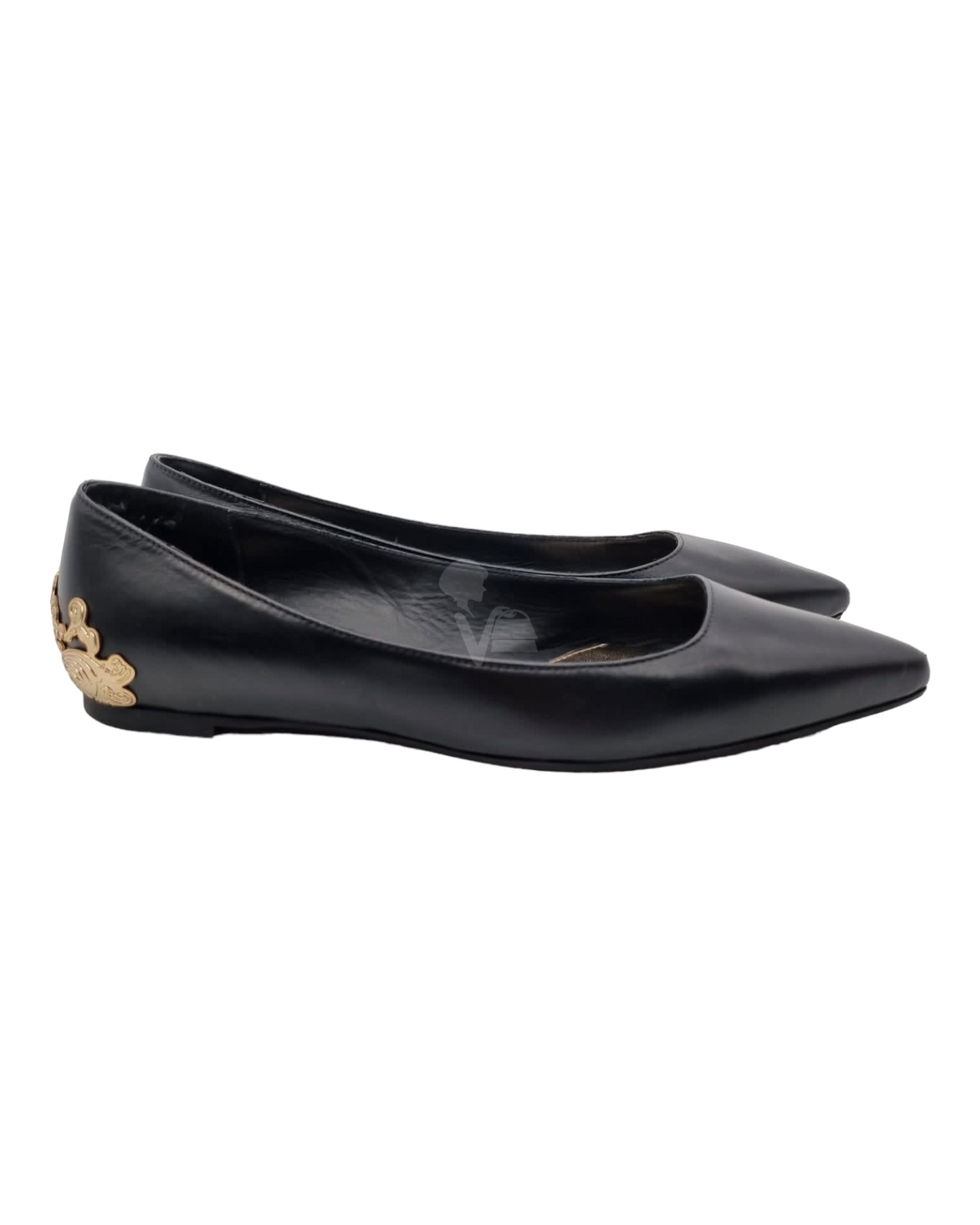 Alexander McQueen Ballerina Calf Leather Black Gold