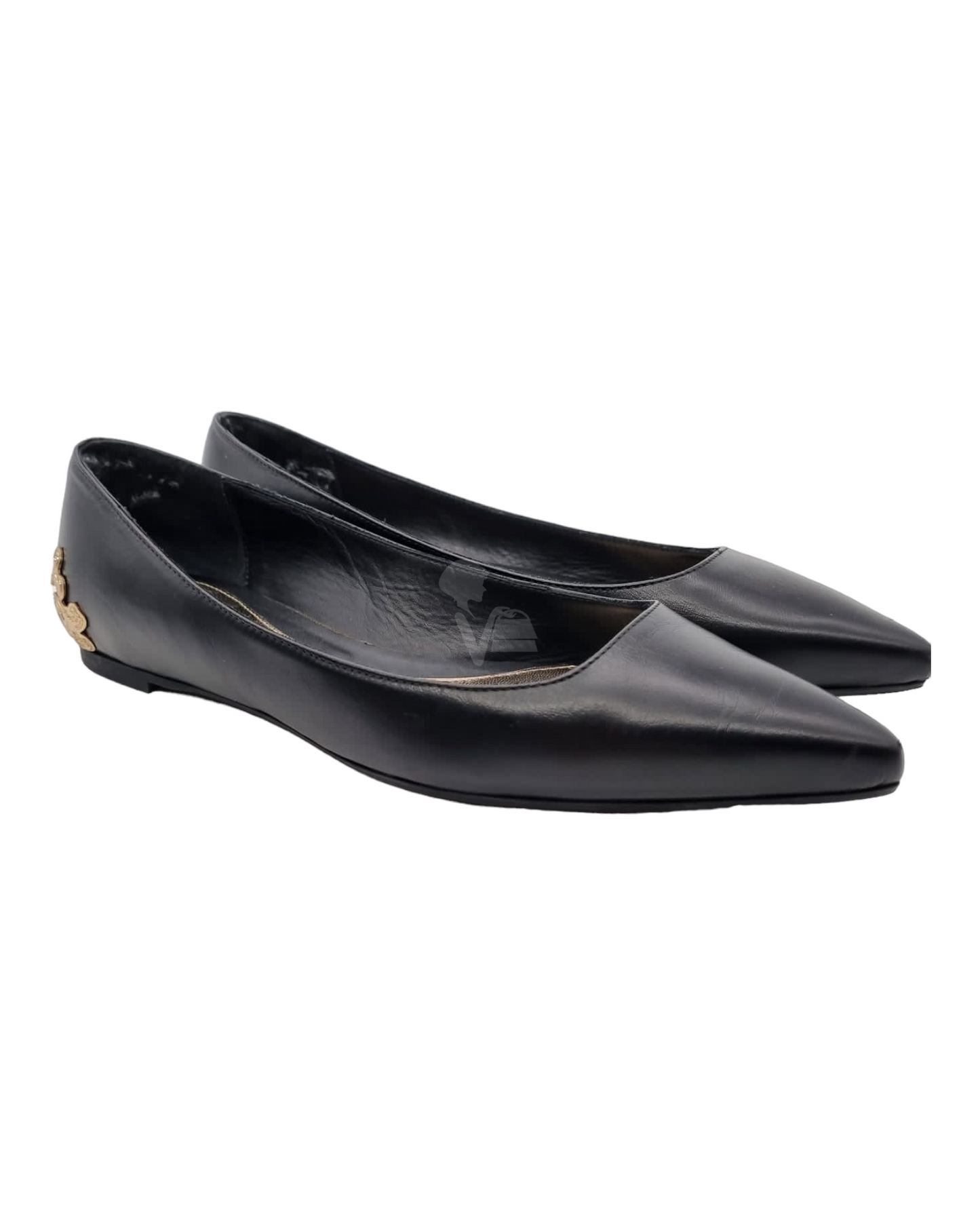 Alexander McQueen Ballerina Calf Leather Black Gold