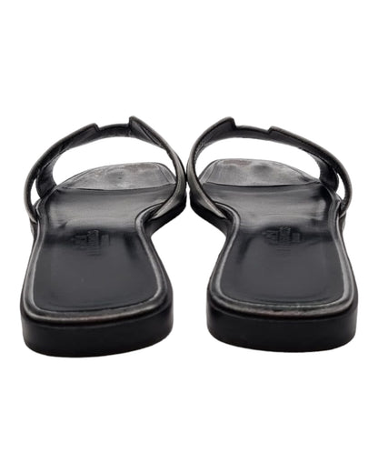 Hermes Oran Sandals Silver Black Size 35/22