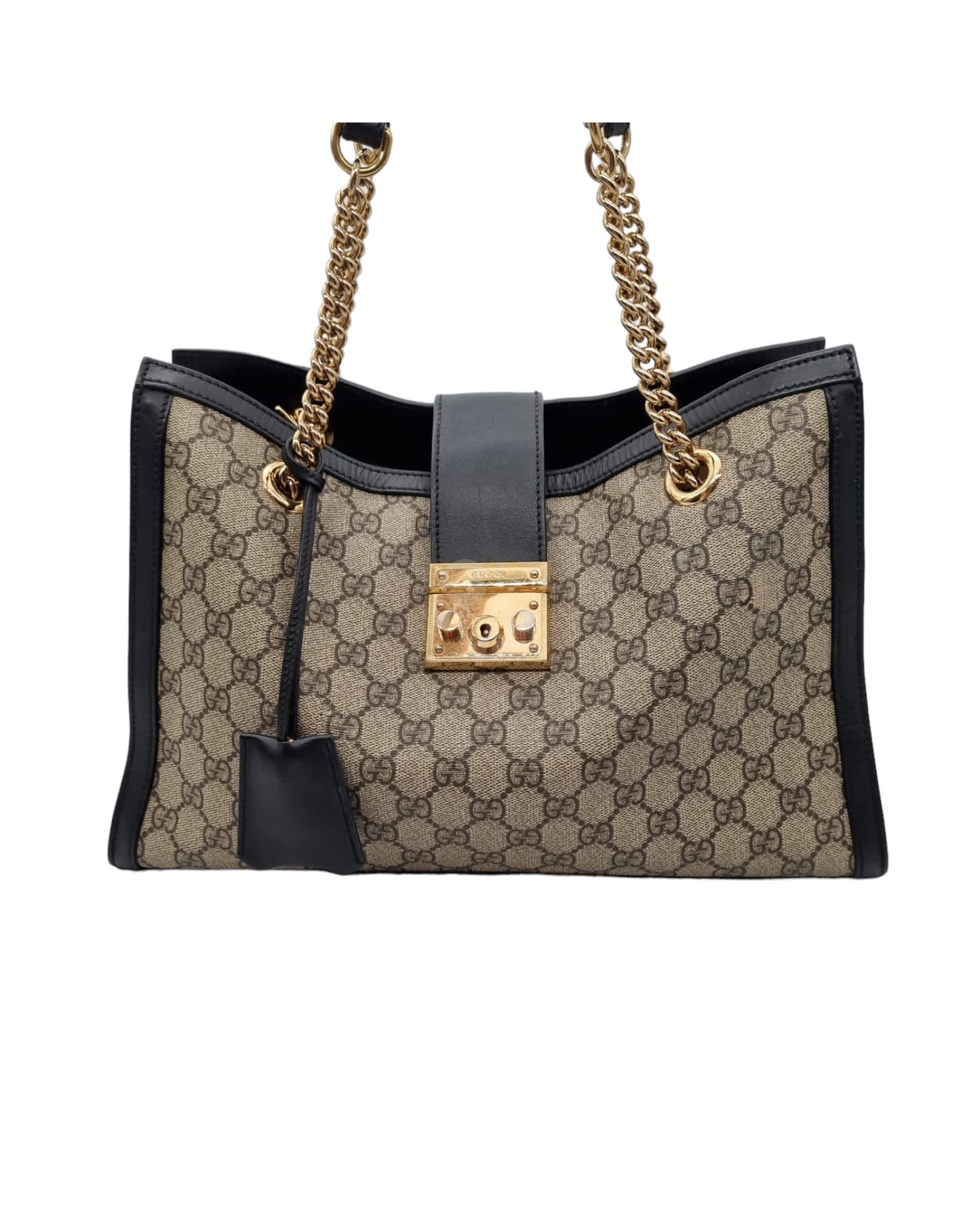 Gucci Padlock GG Supreme Tote Bag Black Size 35x14x22