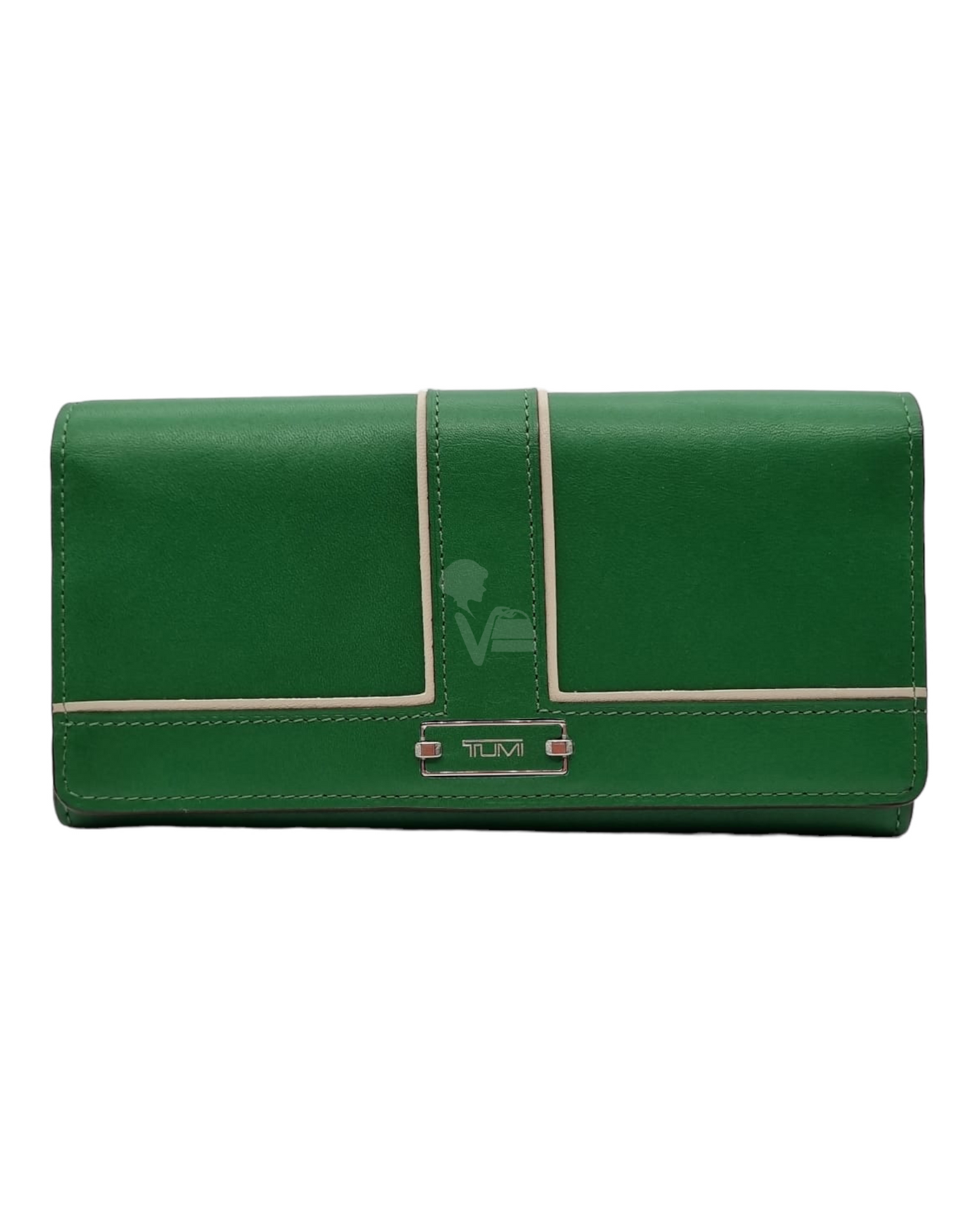 Tumi Green Long Wallet Bifold Size 19x10