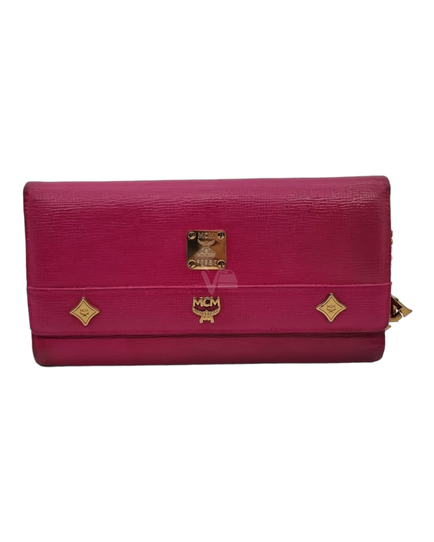 MCM Long Wallet Fuchsia Size 19x10