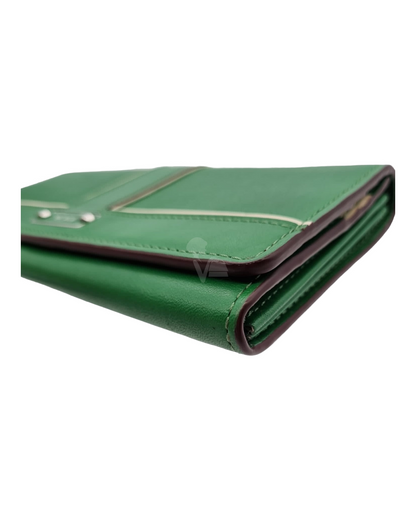 Tumi Green Long Wallet Bifold Size 19x10