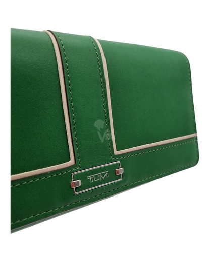 Tumi Green Long Wallet Bifold Size 19x10