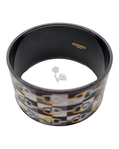 Hermes Enamel Bracelet Black Multicolor