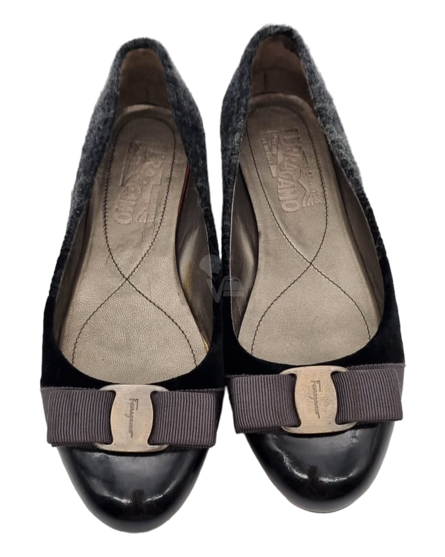 Salvatore Ferragamo Vara Bow Flatshoes Black Size 5,5D/23